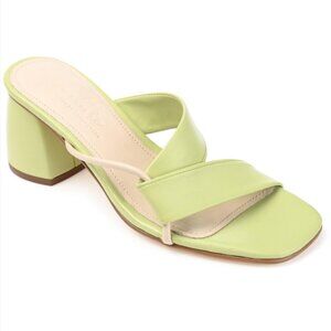 Journee Signature Collection Women's Green Leather Jossette Heeled Sandals Size